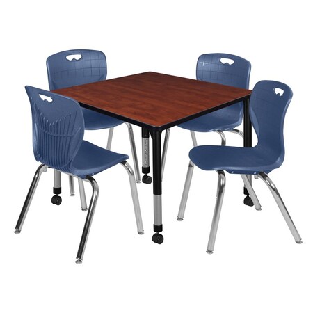 Regency Tables > Height Adjustable > Square Mobile Table & Chair Sets, 42 W, 42 L, 23-34 H, Cherry TB4242CHAPCBK40NV